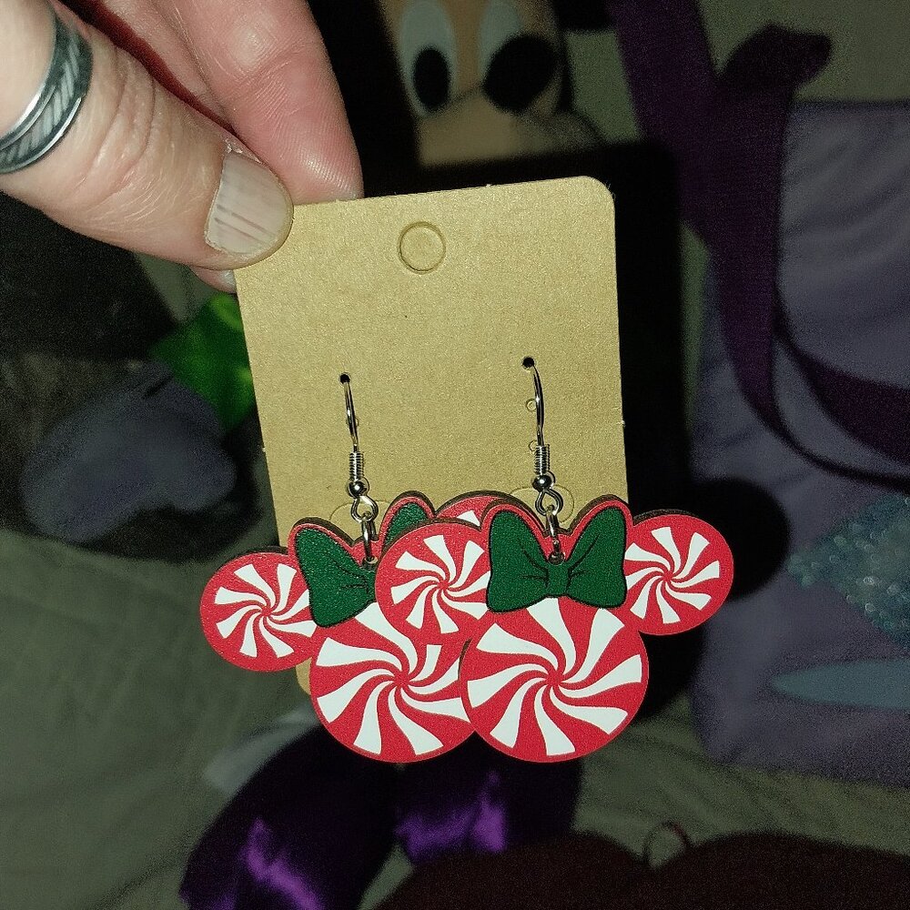 Minnie mouse disney earrings lot of 3 Christmas